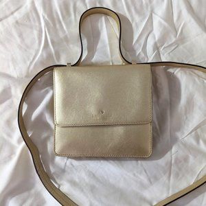 Kate Spade Box Bag in metallic gold, Saffiano leather
